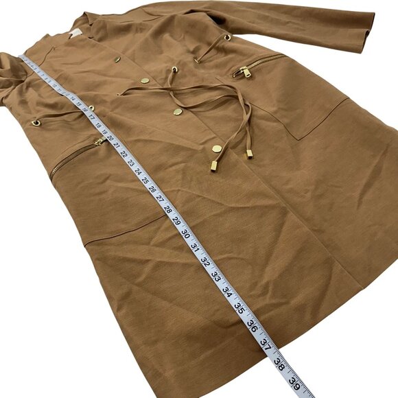 Chicos Brown Button-Front Utility Jacket Drawstring Waist & Zipper Pockets SZ 2 - Picture 6 of 14